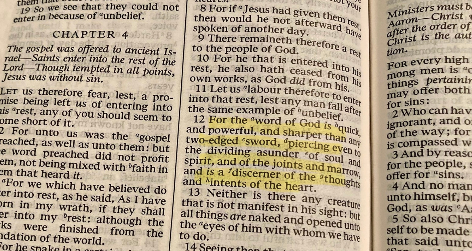 Hebrews 12:4 - The word of God is quick and powerful, sharper than any twoedged sword